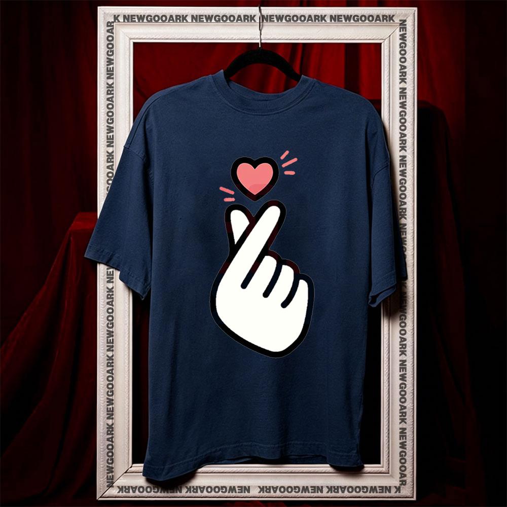 

Korean Finger Heart Version shirt Women Unisex Casual cotton printed t shirts Adult fashion ropa hombre Breathable Shortsleev S