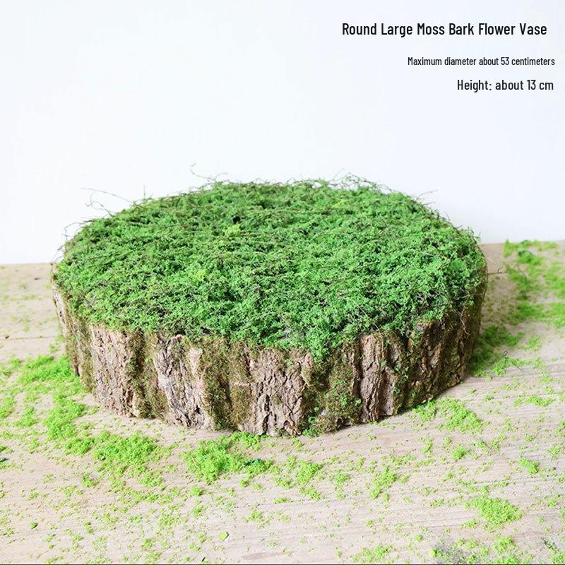 Forest Style Artificial Tree Stump with Moss Bark - Kindergarten and Country Style Decorative Ornament, Perfect for Landscaping or Inserting Flowers.