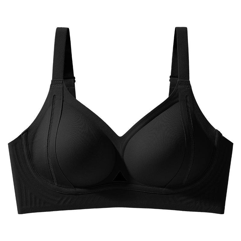 Nude Supportive Seamless Bra with Mesh Side Panels and Adjustable Wide Straps