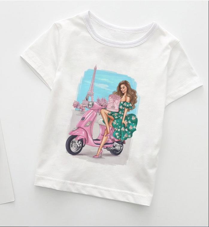 Summer Boys  Kids Fashion Girl Tshirts Casual Wear Lovely Cozy Boys T Shirt Round Neck Polyester Fabric Girls Clothes