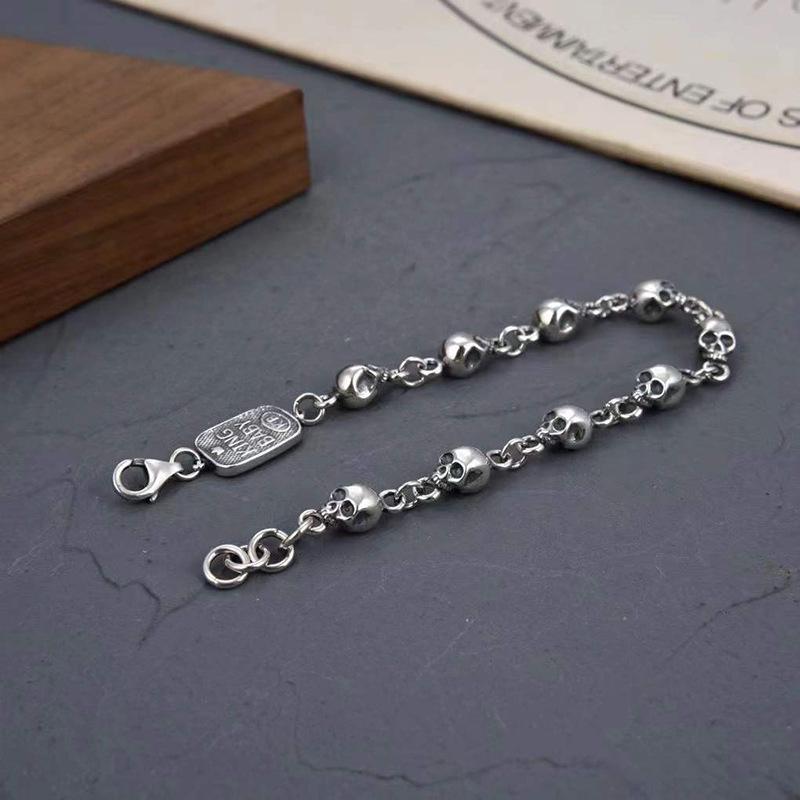 S925 Sterling Silber Armband Persönlichkeit Trend Schädel Armband Neutral Nische Hip Hop Punk Hand Schmuck Boutique Schmuck