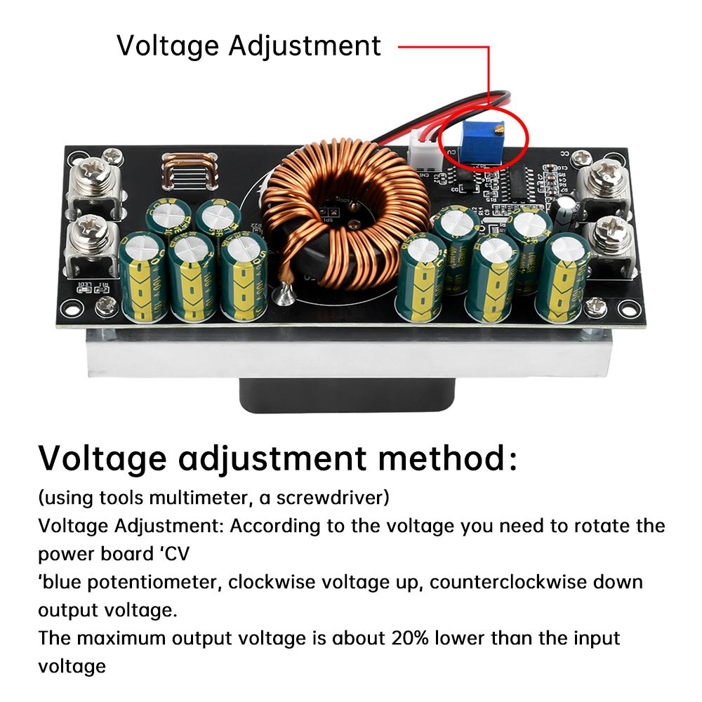 DC-DC Abwärtswandler 1000W/1200W/1500W Einstellbares Abwärts-Netzteilmodul DC 15V-90V auf 2,5V-72V Hochleistungs-Konstantspannungsplatine