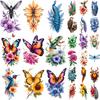 9pcs Temporary Tattoo Flower Tattoo Colorful Frog Tattoo Butterfly Tattoo For Male Arms Back