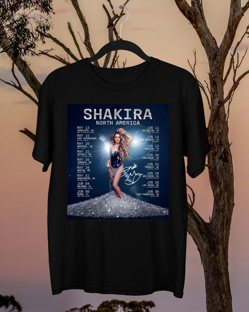 NEW Shakira Signature 2025 Tour Date Gift Fan Black All Size Tee Shirt Unisex T-Shirt XXXXL