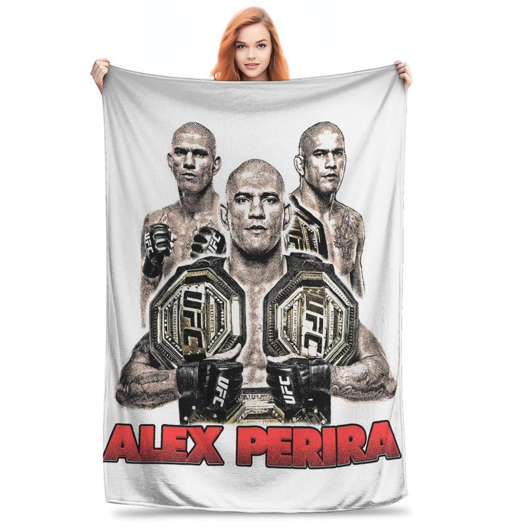 Flannel Throw Blanket Alex Pereira Bootleg Fighter Boxing Warm Plush Blankets Soft Bedspread for Bed Livingroom Home Travel Sofa