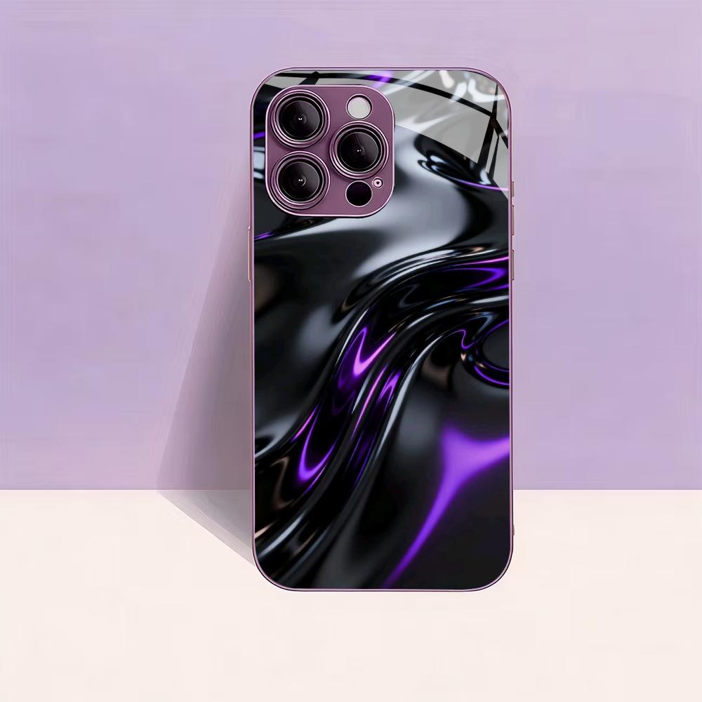 Schwarz Lila Flüssiger Wirbel für iPhone 17 Hülle Mode für coque iphone Hülle fundas Glas für iPhone 17 16 15 14 13 12 pm Pro Plus