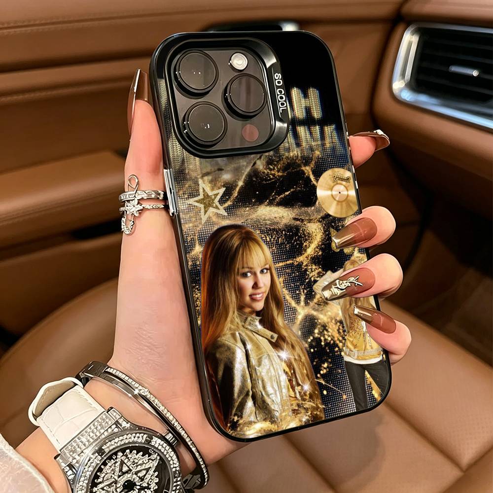 HM Hannah M-Montana For iPhone 17 16 15 14 13 12 11 Pro Max XS  17 Air Silicone Colored Silver Bumper Cover