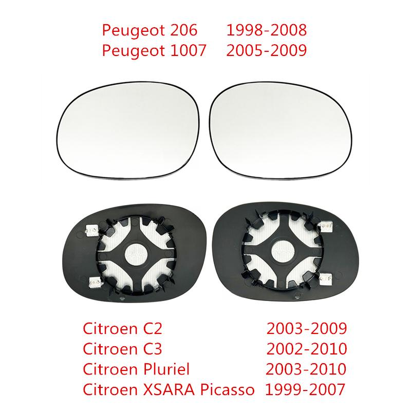 Side Mirror Glass For Peugeot 206 1007 Citroen C2 C3 Pluriel XSARA Picasso HD Heated Rearview Mirror Lens Automotive Accessories