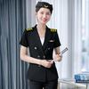 Women's Short-Sleeved Uniform Set for Summer: Ideal for Front Desk, Jewelry Store, Beautician, and Catering Services.