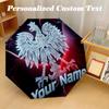 8 Rib Auto Folding Umbrella Poland Football Print Custom Name Text Portable Rain Gear
