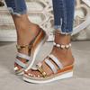 Women's Wide Width Peep-Toe Sandals, Wedge Heel Summer Slides, Wholesale Casual Slippers for Women