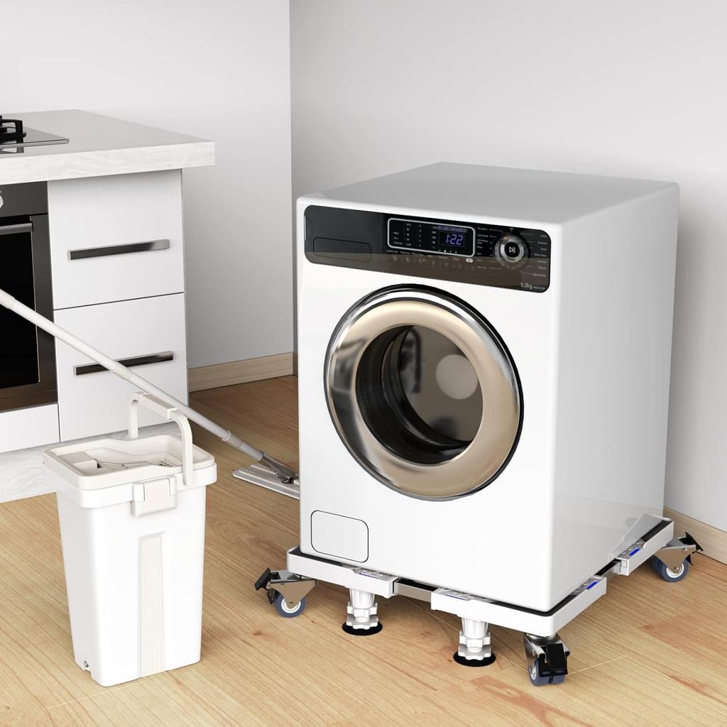 DEWEL Mașină de Spălat Fără Șuruburi Suport Frigider cu Tavă Ajustabilă pentru Mașina de Spălat Greutate Telescopică Tavă de Drenaj cu Compatibil cu Spălarea Complet