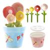 4Pcs Flower Measuring Spoons Set, Ceramic Nesting Measuring Cups with Stand, Cute Kitchen Baking Tool for Coffee Tea, Gift for Bakers