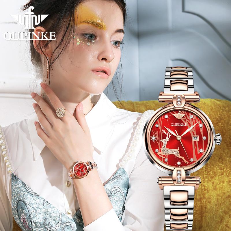 OUPINKE Montres Marque de Mode Montre Mécanique Automatique Étanche Montre pour Femme