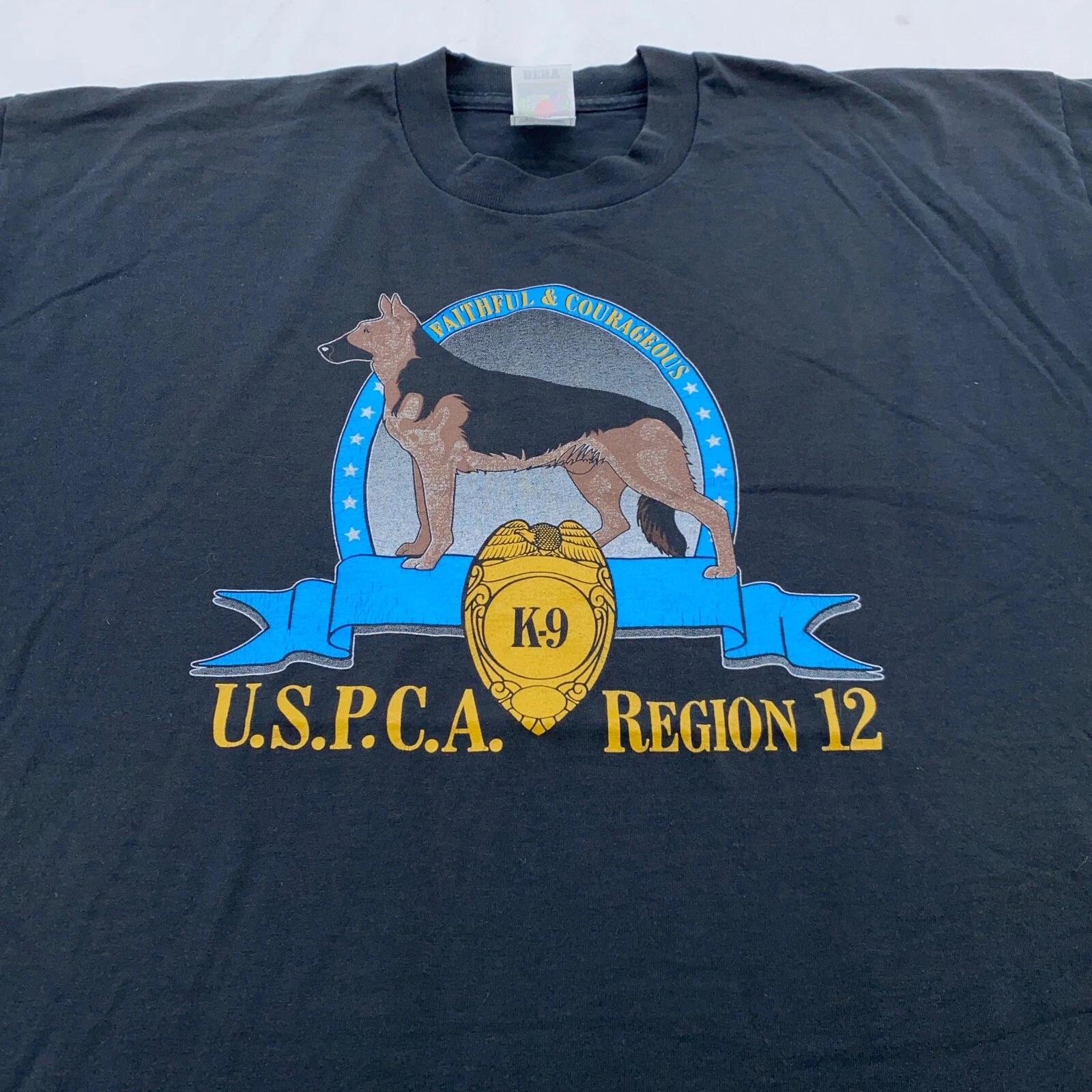 

vintage 90s K9 USPCA REGION 12 FAITHFUL AND COURAGAGOUS T-Shirt 2XL animals L