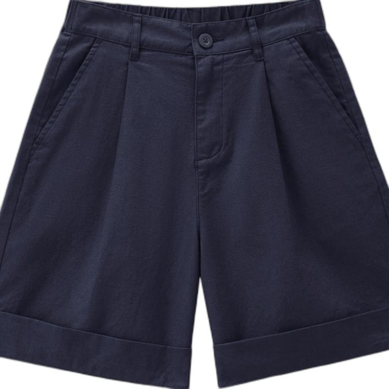 Giordano Women s Cotton Linen Pleated Straight-Leg Shorts XL