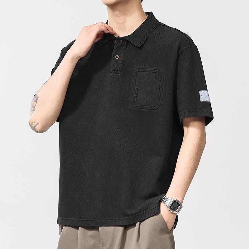 Summer New Style Men's Short-sleeved Retro Washing Men's Short-sleeved Lapel Polo Shirt Short