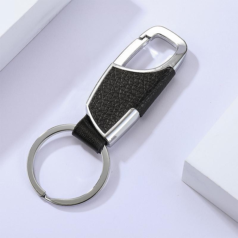 Luxury Leather Men Keychain Black Clasp Creative Diy Keyring Holder Car Key