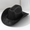 Chapeau de Cowboy Western Style Y2K Unisexe Chapeau de Fête Vacances pour Hommes et Femmes Taille Personnalisée Grilles Brillantes & Uni Paille Velours Matériau