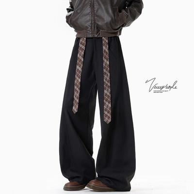 VUUG Men's Cleanfit Retro Curved Hem Wide Leg Casual Pants
