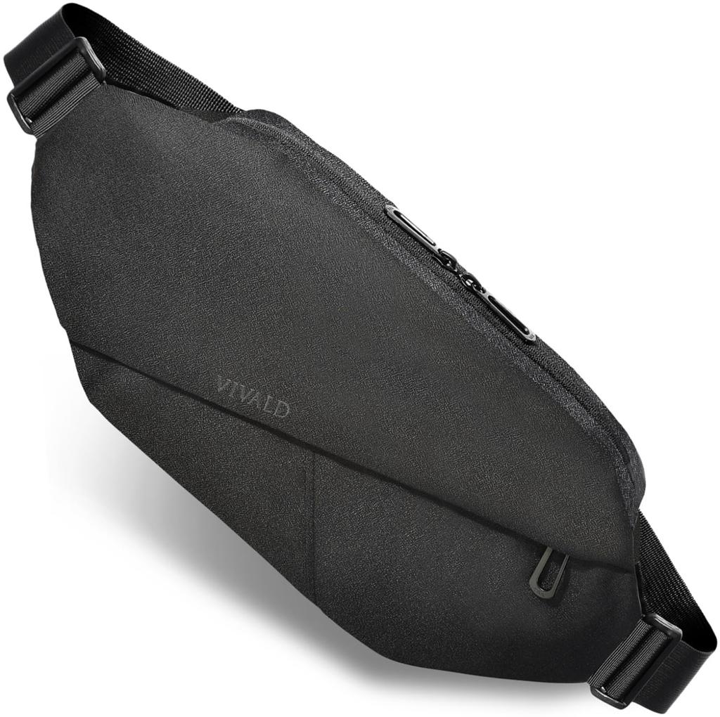 VIVALD Sling Bag PRO Large YKK Shoulder Waist Pouch Men's (Onyx Black) - Compact, Capacity, Anti-Skimming, Multifunctional, 3-Way, Lightweight,
