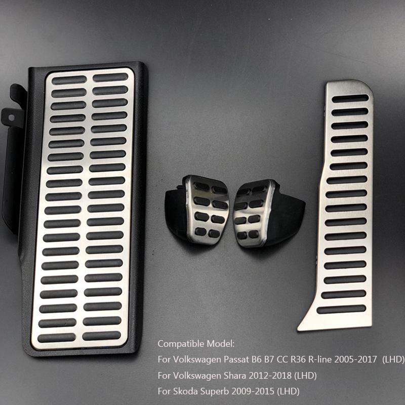 

For Volkswagen Passat B6 B7 CC Stainless Steel Automatic /Manual DSG AT/MT Pedal Includes Footrest+Brake+Gas Pedal (LHD) MT 4pcs