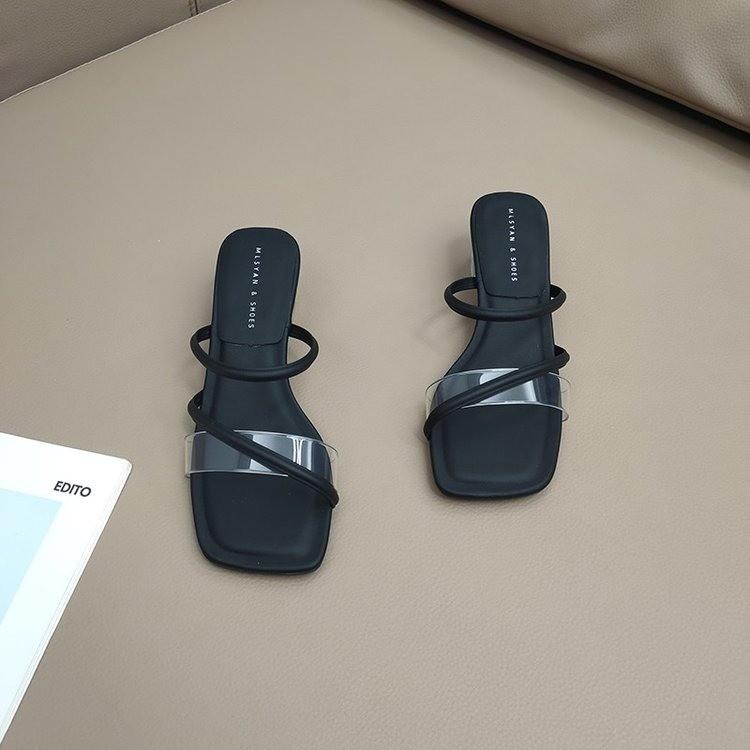 Fashion 2025 Summer Women's Sandals Casual Female Slippers Fashion Sexy Female Shoes Square Heel Open Toe Ankle Strap Sandals Sandalias