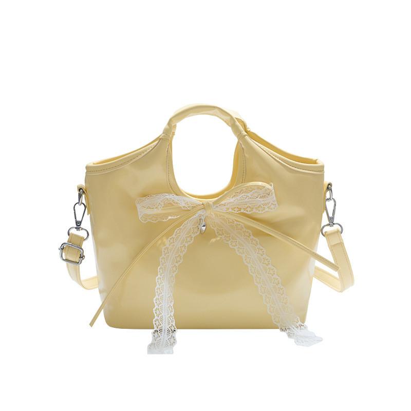 Ribbon Bow Solid Color Bucket Handbag Single Shoulder Crossbody Bag Women Gift