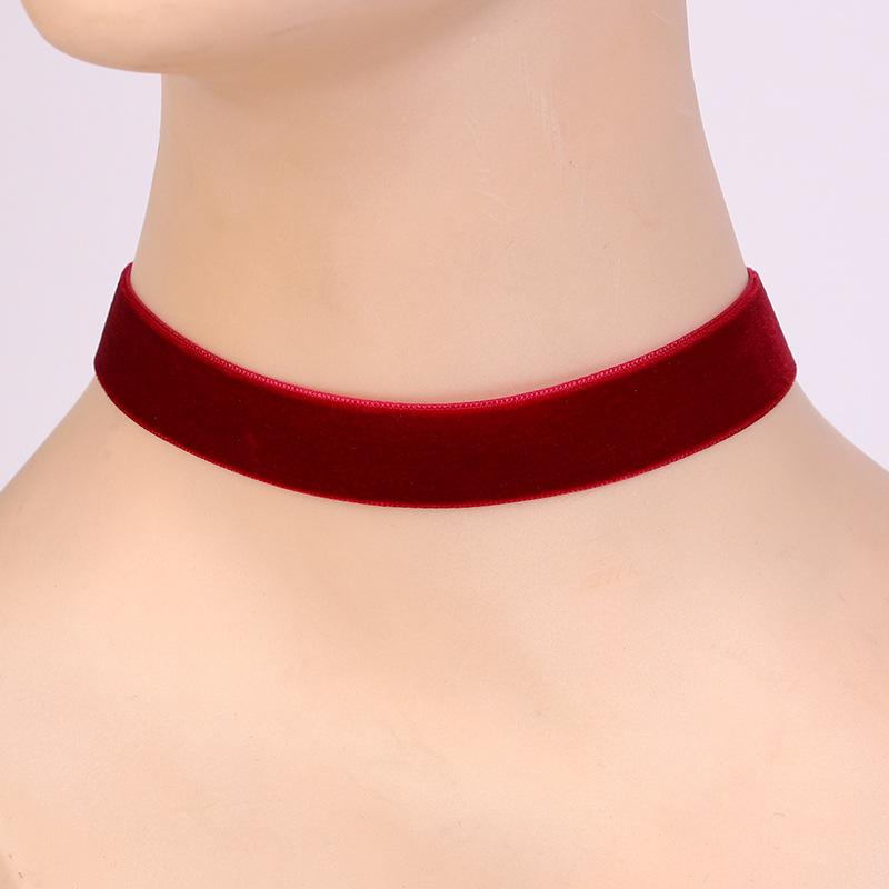 

1 шт. Красный бархатный летний чокер с узким воротником, простое украшение для женщин бордовый