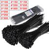 500/1000PCS Self-locking Plastic Nylon Tie Black Zip Wraps Strap Nylon Cable Tie Set Fastening Ring Loop Wire Wrap