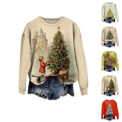 Damska bluzka jesienno-zimowa Damska bluza z długim rękawem Casual Crewneck Luźny krój Pollover Topy z polaru
