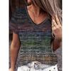 Fashion Women's V-Neck T-Shirt Summer Outdoor Street Trend Short Sleeve Tops Floral Printed Patterns OverSize Loose  Clothing