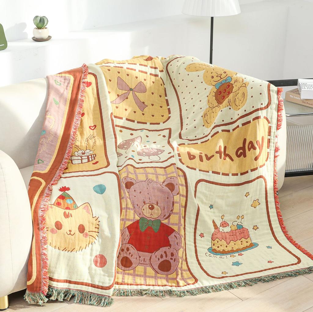 Cotton Towel Blanket, Bedspread, for Beds Sofa, Cartoon, High Quality, 150*200 Cm