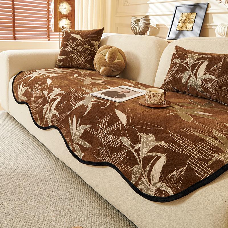 Special-shaped sofa cushion Straight row leather sofa seat cushion Fixed non-slip Irregular one-piece sofa cover universal in all seasons