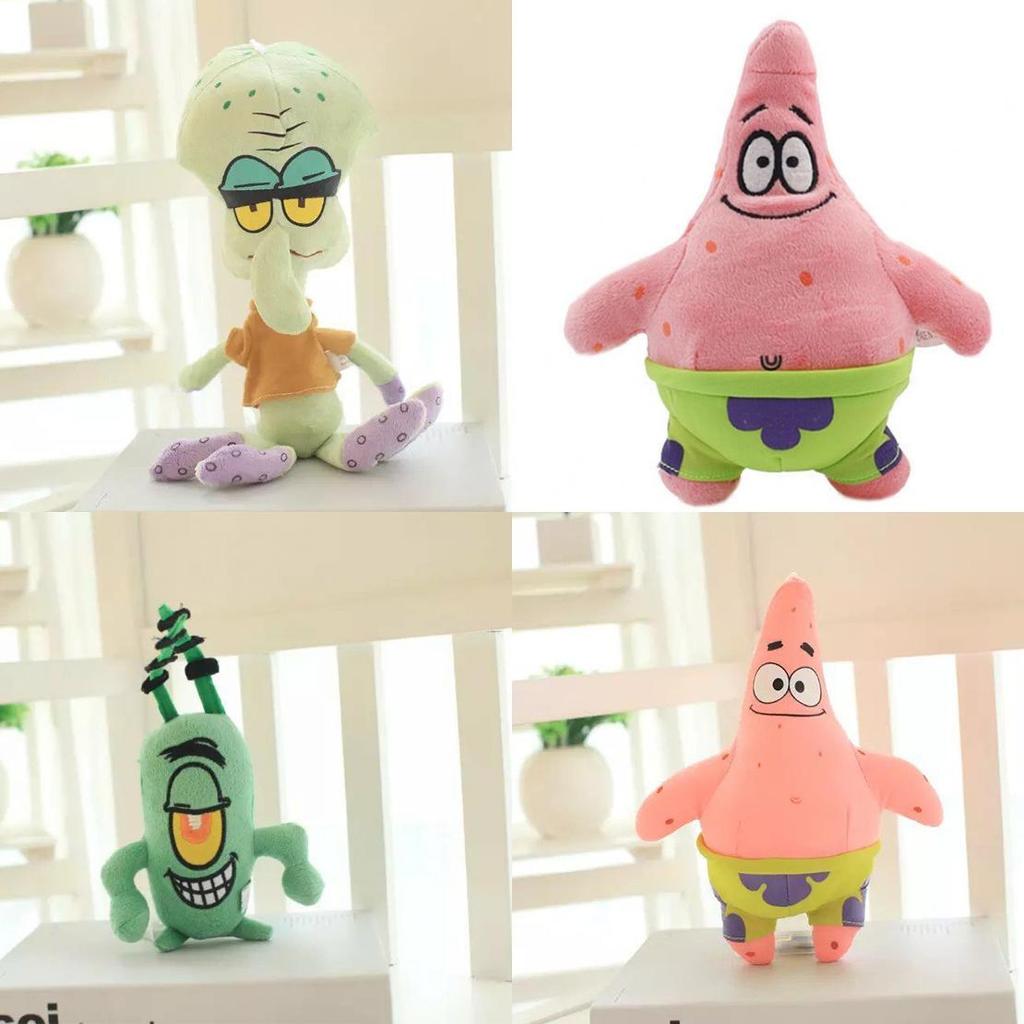 Set di Giocattoli Peluche Corti Carini Cartoni Animati Polpo Granchio Stella Marina Lumaca Serie Spongebob