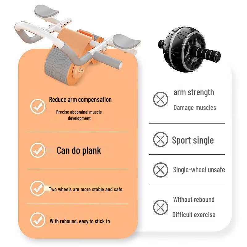 Automatic Rebound Ab Roller with Elbow Support