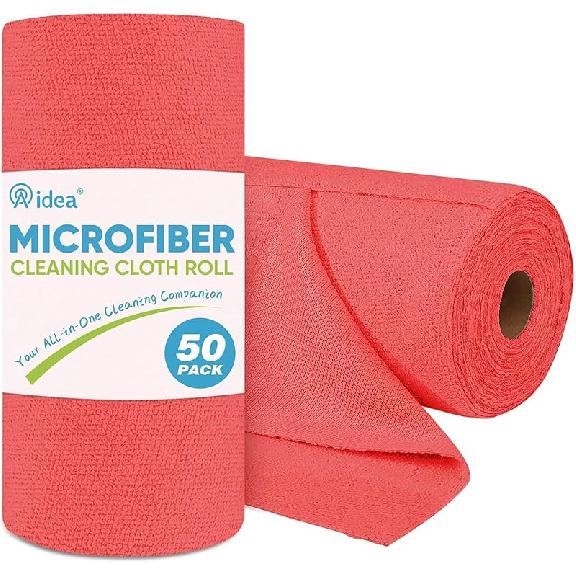 AIDEA Microfiber Cleaning Cloth Roll, Grey 75PK, Reusable Paper Towels Tear Away Cloth, Microfiber Towels for Cars, Wash Cloths, Lint Free Rags for 50