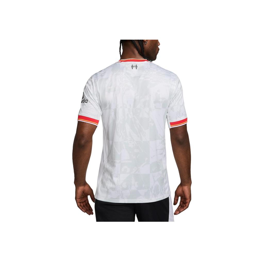 Nike Maillot Vintage Dri-FIT Liverpool FC Mode Logo Manches Courtes Col V Maillot de Football Homme Hauts Blanc Platine Pur Noir FQ2030101