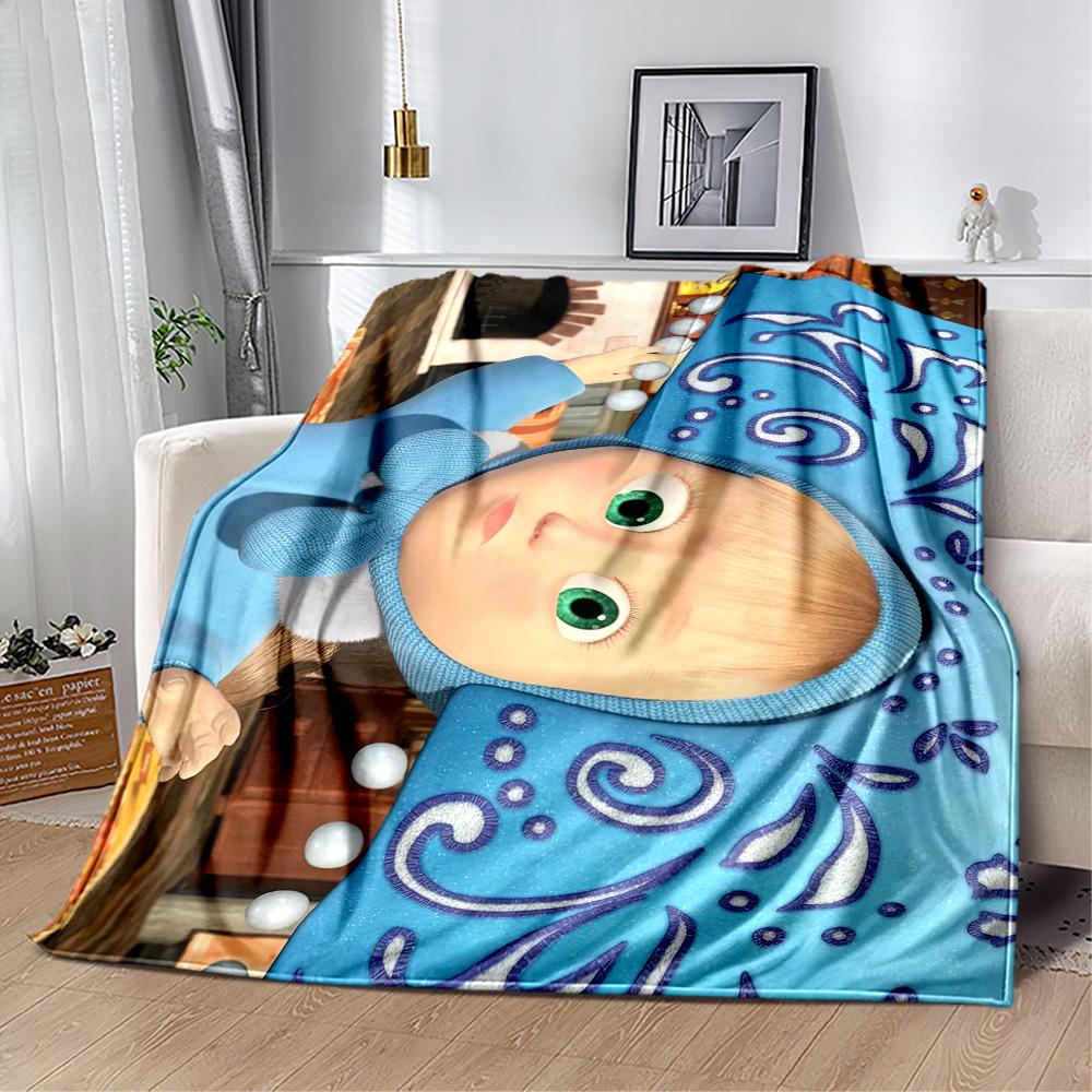 Masha Bear Blanket Durable Comfort Great for Office Chair Livingroom Bed for All Occasions Stylish Decor Gift for Travel Home Birthdays