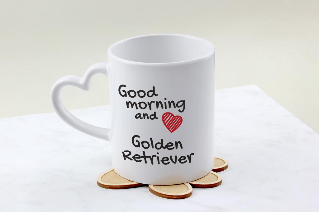 Golden Retriever - cup with a dog, adorable cup with a heart-shaped handle, universal gift from the Art-Dog brand