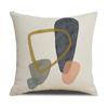 New Abstract Geometric Linen Pillow Cover Digital Printed Fabric Sofa Bed Cushion Backrest Pillow