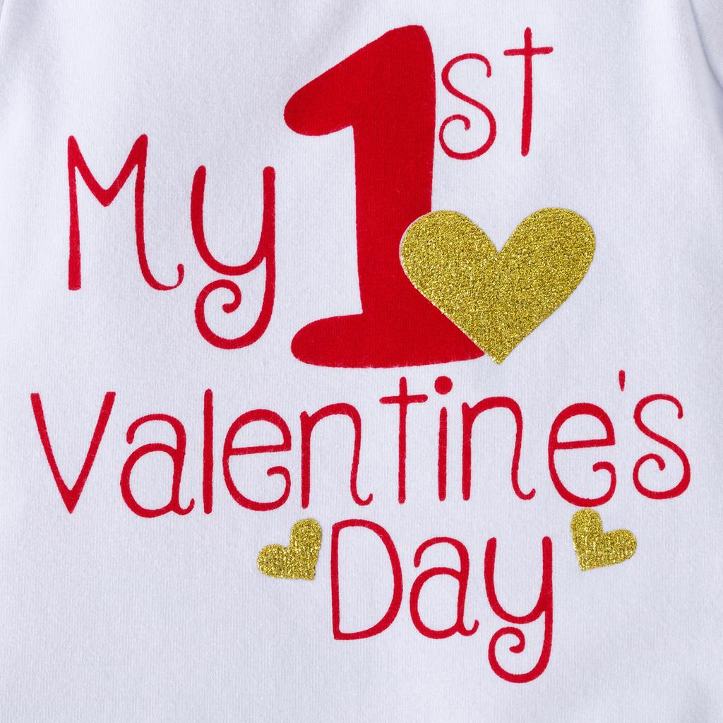 Valentine's Day Outfit Girls My First Valentine's Day Long Sleeve Romper And Skirts Clothes Set