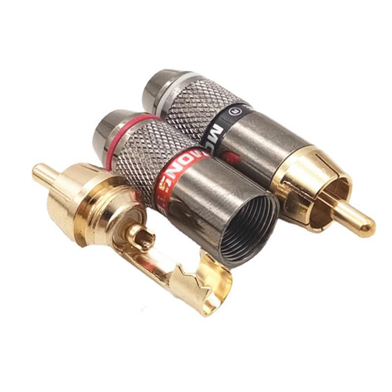 Gold-Plated Copper RCA Audio Plug, Self-Locking, 6.0mm