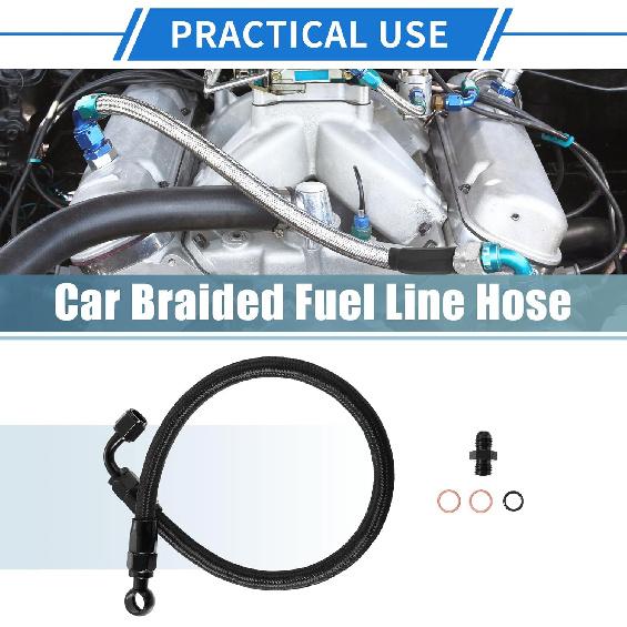 Samochodowy pleciony wąż paliwowy Kompatybilny z Honda Accord Civic Prelude CRX CR-V, Wytrzymały Plastik Metal Czarny