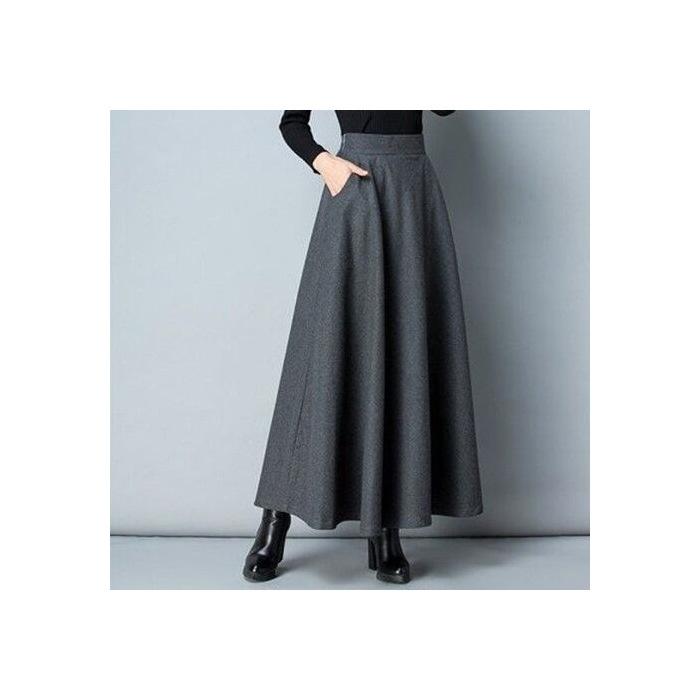 Four Seasons Printed Half-length Dress Women's High Waist Medium and Long A-shaped Large Swing Dress Skinny Dress