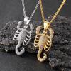 Full Zirconia Big Scorpion Pendant Necklace For Men Women Hip Hop Stainless Steel Trendy Jewelry Golden Animal Accessories Gift