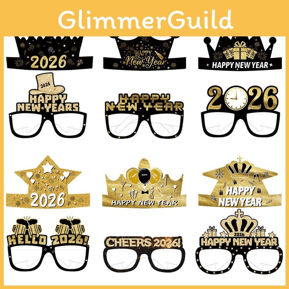 Party Year New Accessories Festive Photos Props Set With Paper Glasses Hat