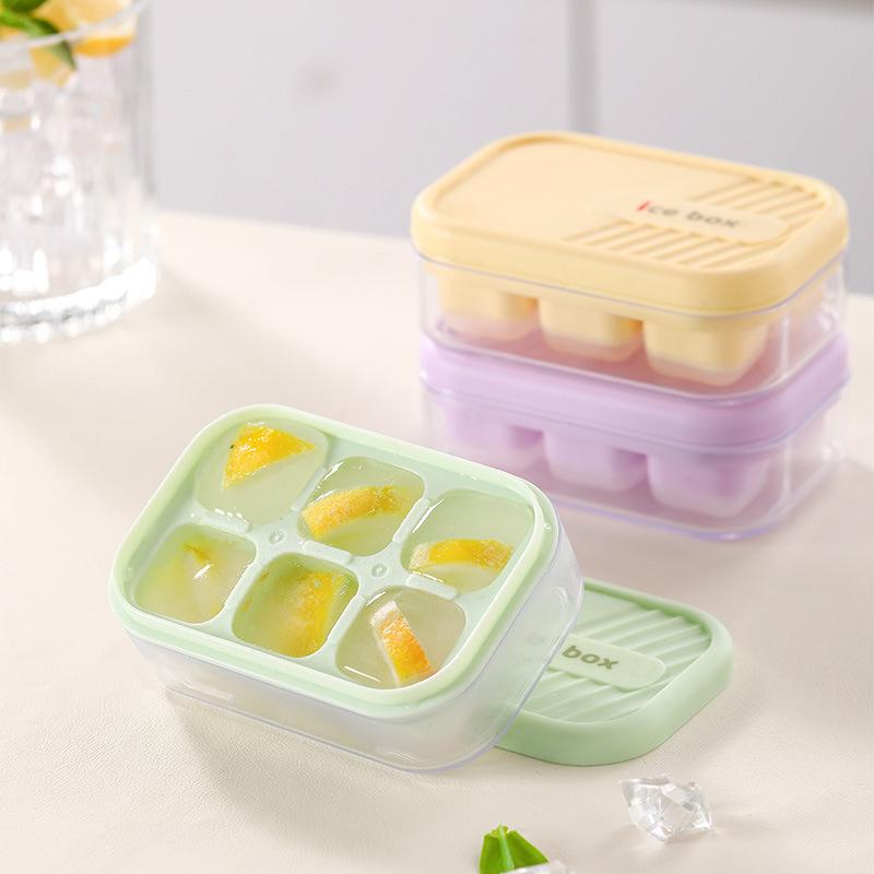 6 Grid Push Ice Cube Mould Ice Compartment Mini Summer Ice Mould Ice Storage Box Home Ice Cube Mould With Lid