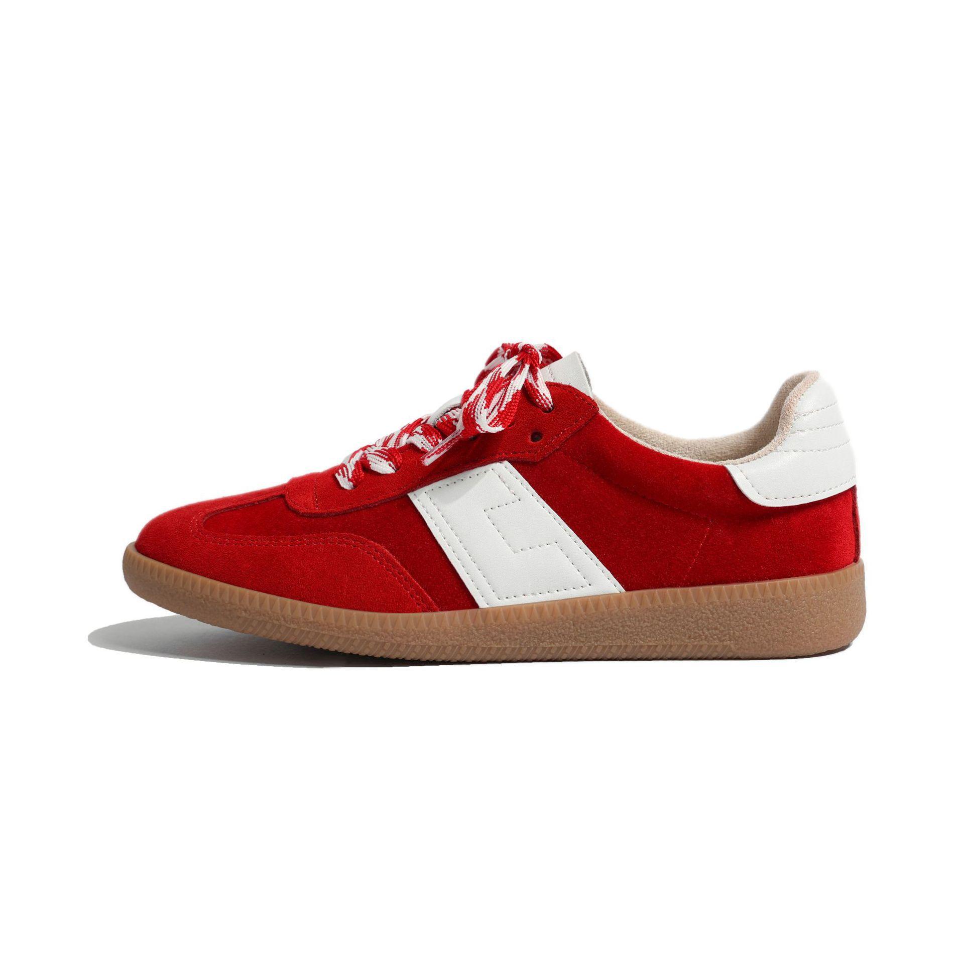 

Dexun shoes Internet celebrity casual shoes 2025 new spring and summer color matching shoes retro versatile sports low-top board new student 35 красный