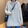 Women's Hooded Sweater Sweatshirt Mid To Long Style Pullover Sweater Knitted Top Autumn and Winter